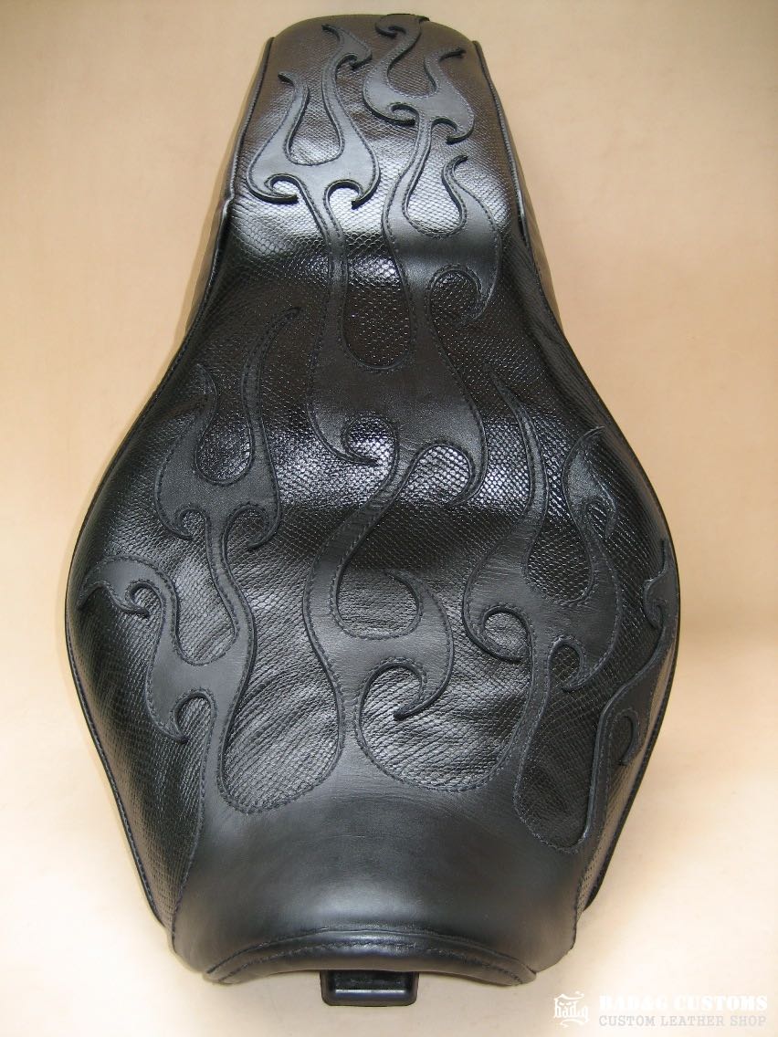 Honda VTX 1300 Black Snake Skin Flames Custom Seat