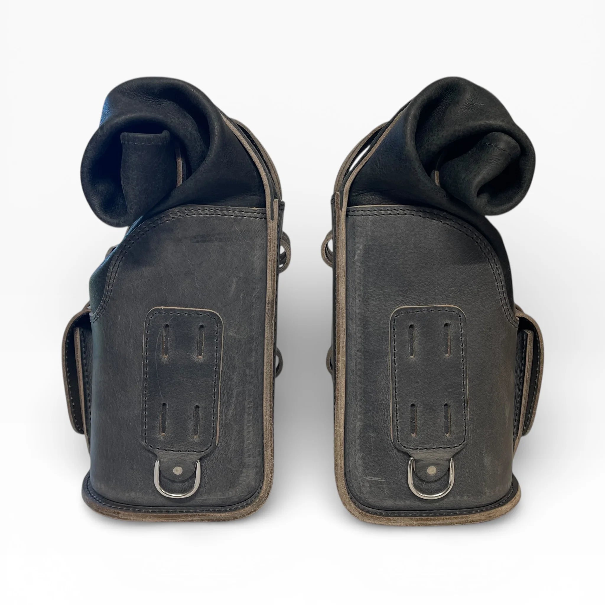 Universal Leather Rolltop Panniers / Saddlebags - TBP02 (Pair)