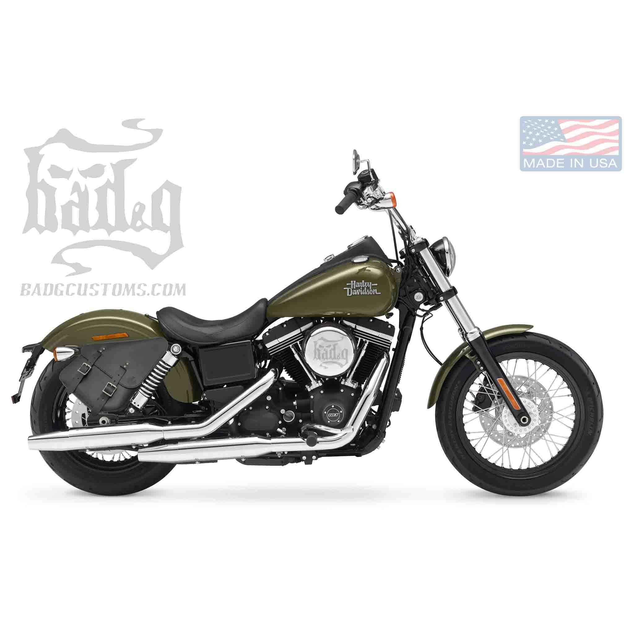 Upgrade your Harley-Davidson® Dyna with the DR02 Dyna Right Side Solo Bag. Hand crafted in USA with premium leather and top quality hardware. Durable and stylish, it's the perfect fit for your motorcycle.