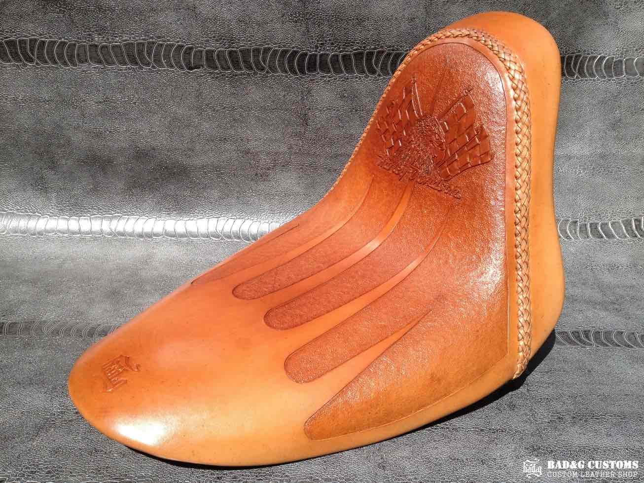 Harley-Davidson Softail Solo Veg Tan Tooled Custom Seat