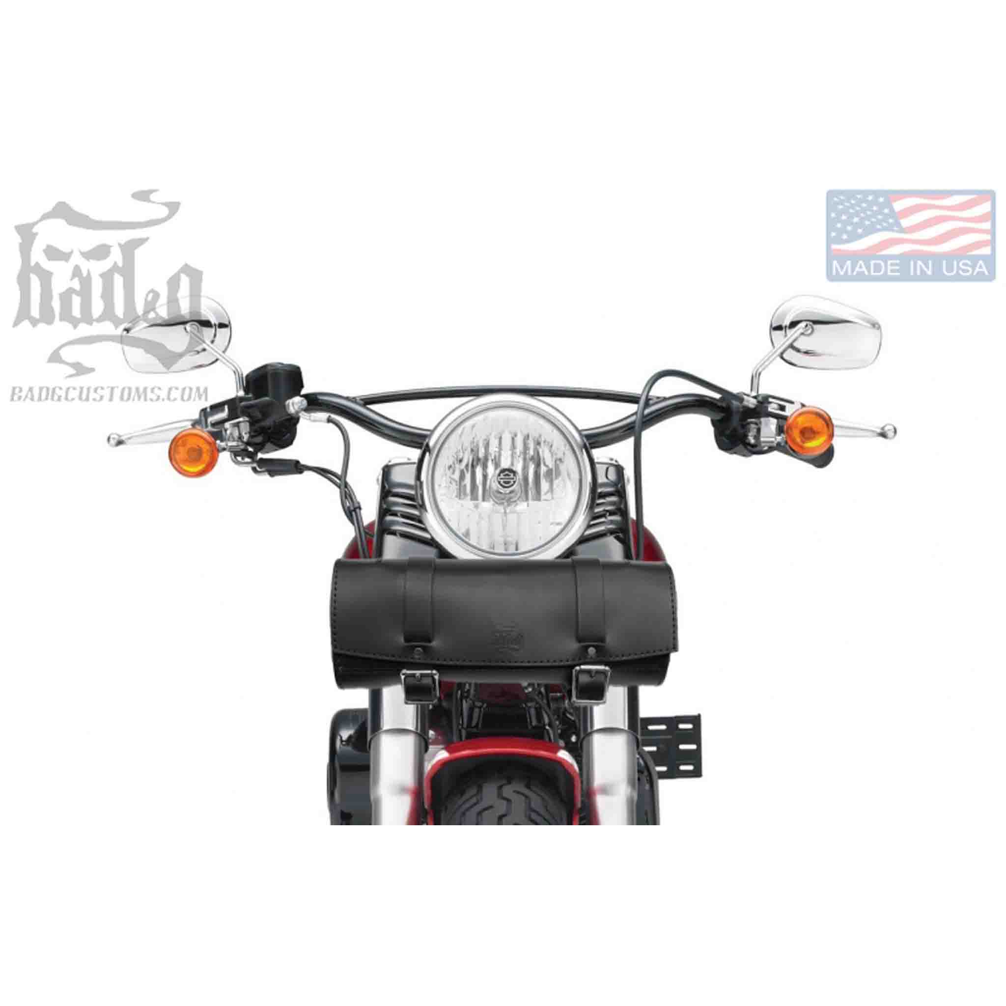 Upgrade your ride with the MT02 tool roll / fork bag. Hand crafted in USA with premium leather and top quality hardware. Durable and stylish, it's the perfect fit for your motorcycle.