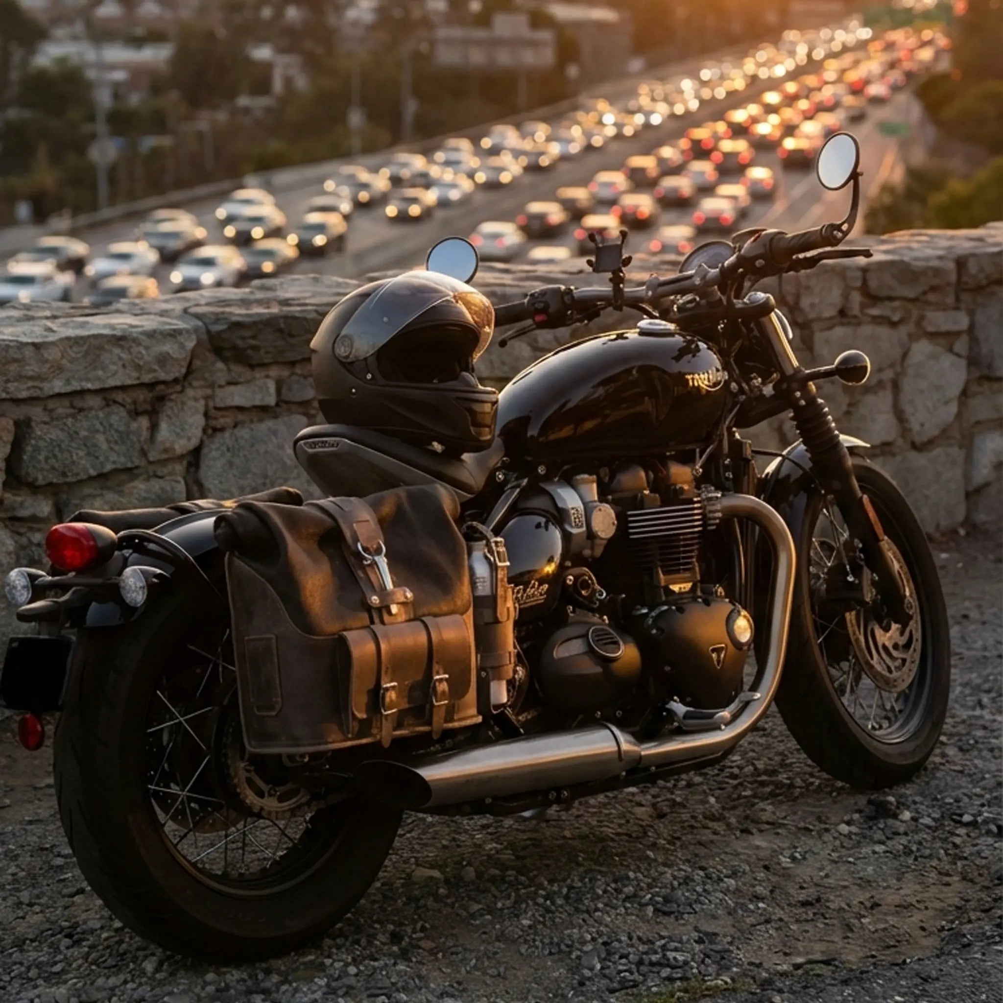 Universal Leather Rolltop Panniers / Saddlebags - TBP02 (Pair)